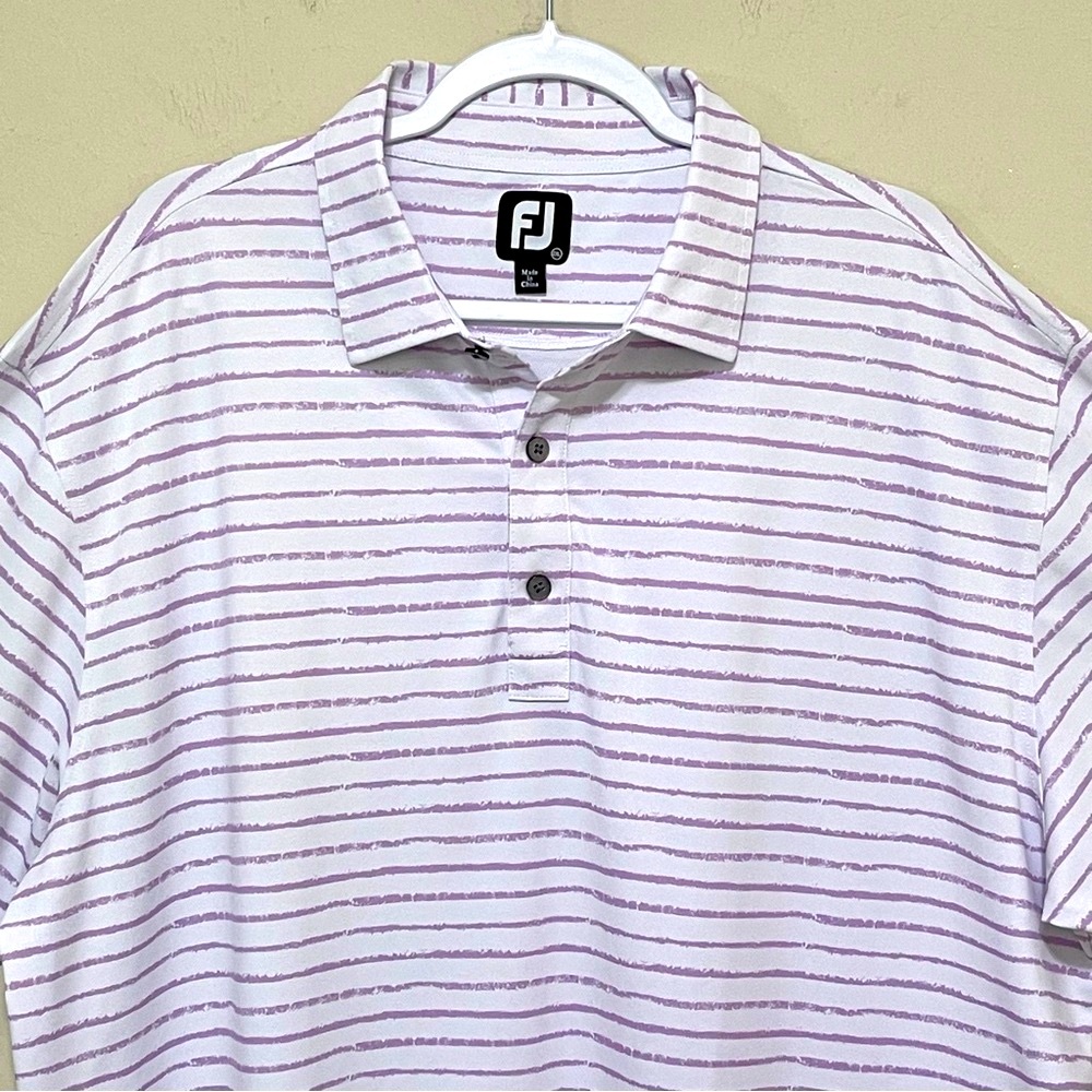 FootJoy Performance Golf Polo Chalk Line Print Athleisure Preppy Sporty Men 2XL - Picture 2 of 12